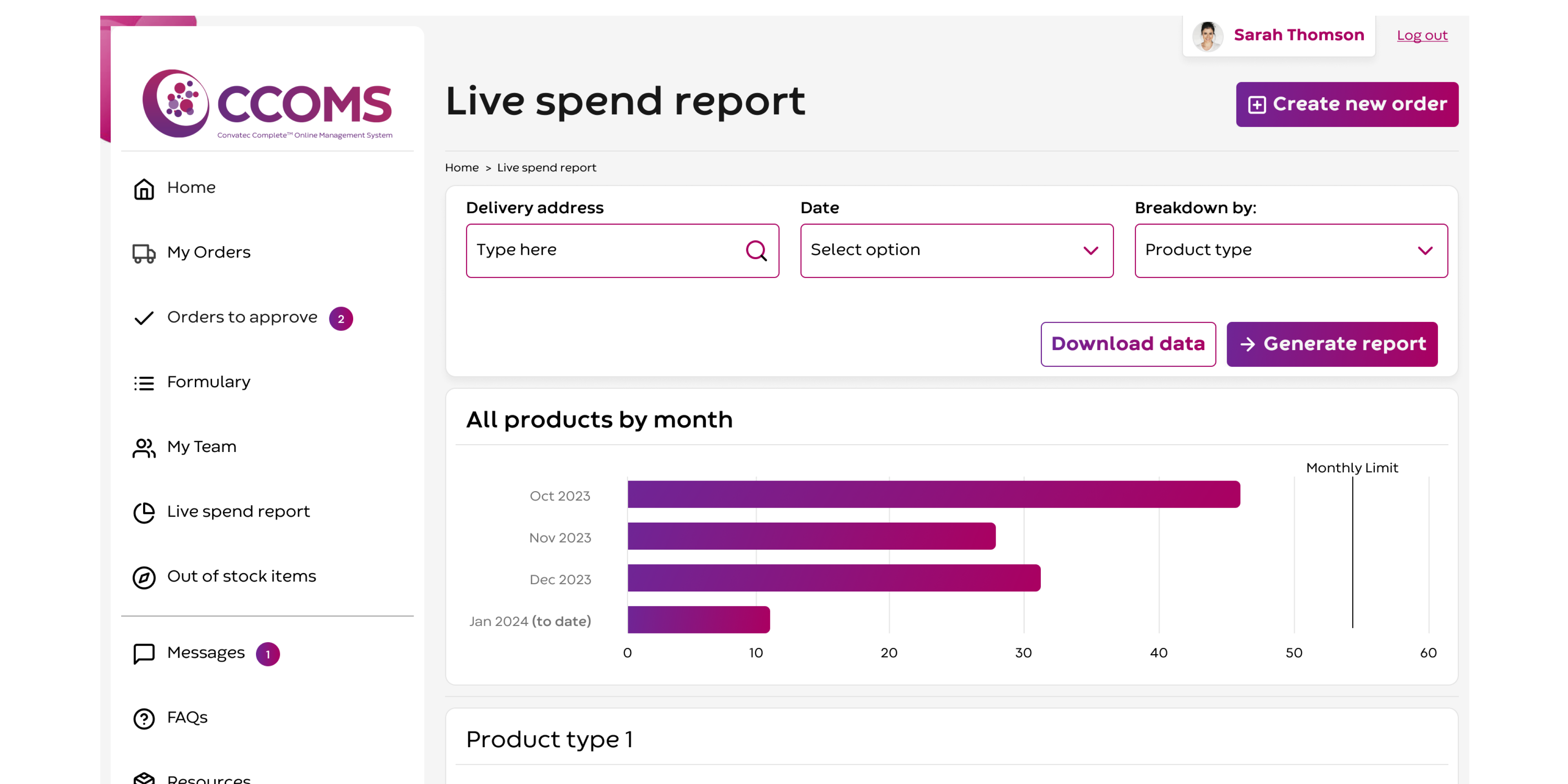 Screenshot of the completed Live Spend Report page